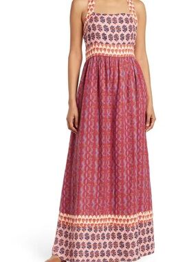 Boho Maxi Halter Dress in Rose Print